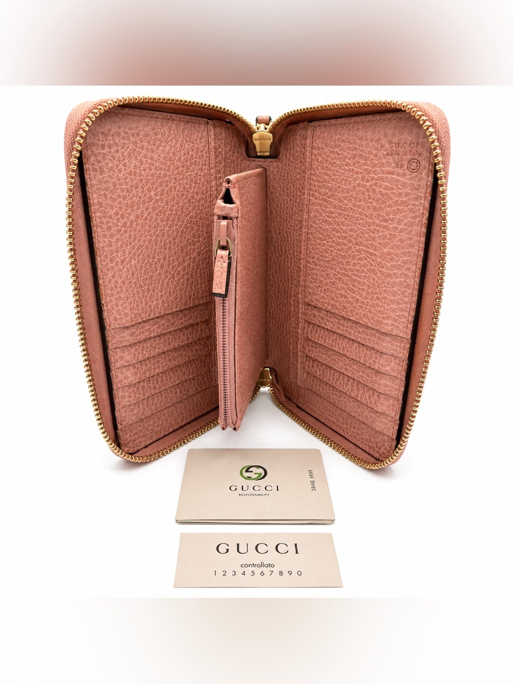 Gucci Interlocking G zip-around wallet - light pink leather + FREE COA! - Picture 3 of 9